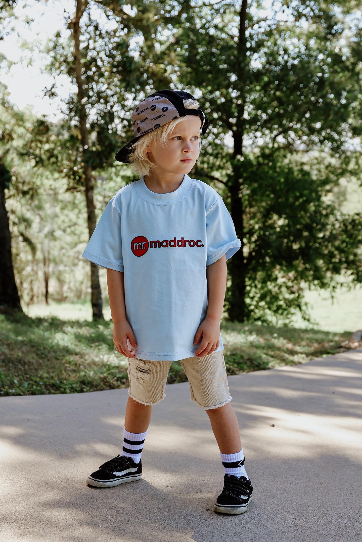 Tee Blue with Red Embroidery logo