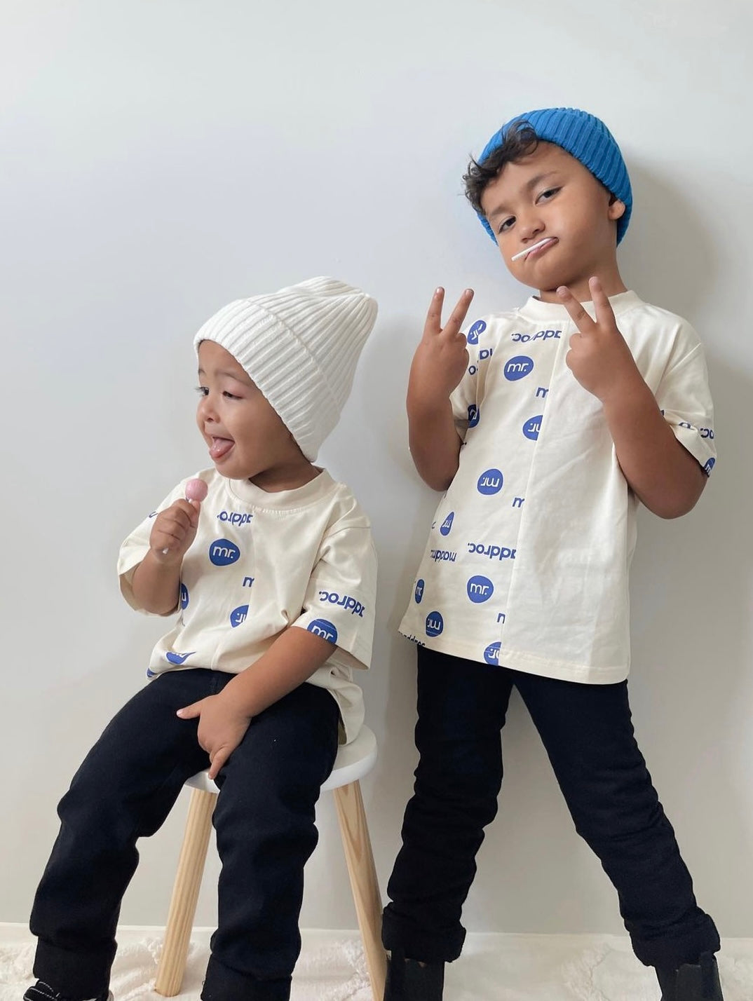 Contrast Tee Beige/Blue