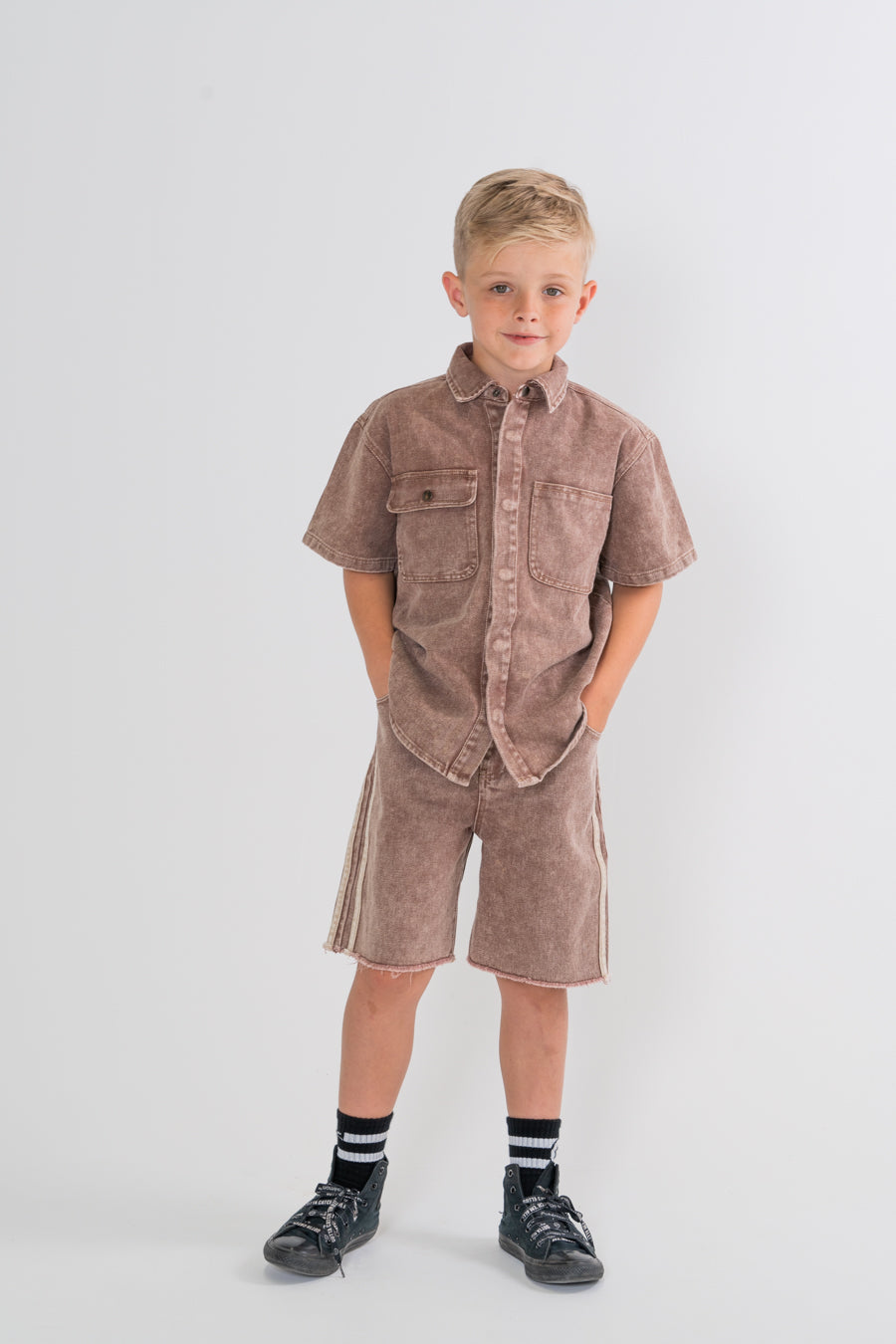 Short sleeve shirt- Acid Brown