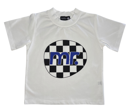 Tee White w/blue check - SAMPLE