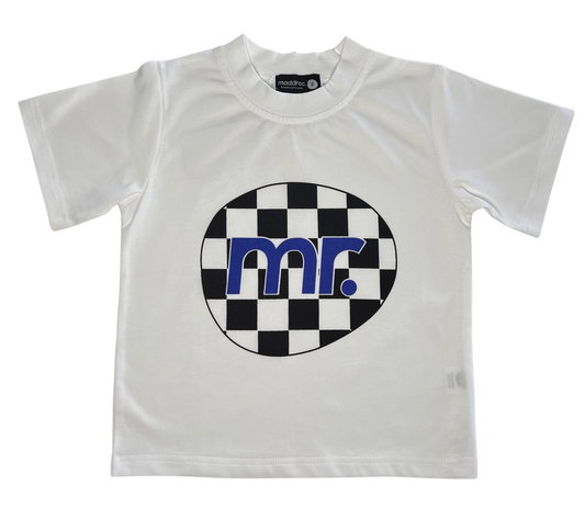 Tee White w/blue check - SAMPLE