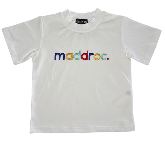 Tee White/ multi emb