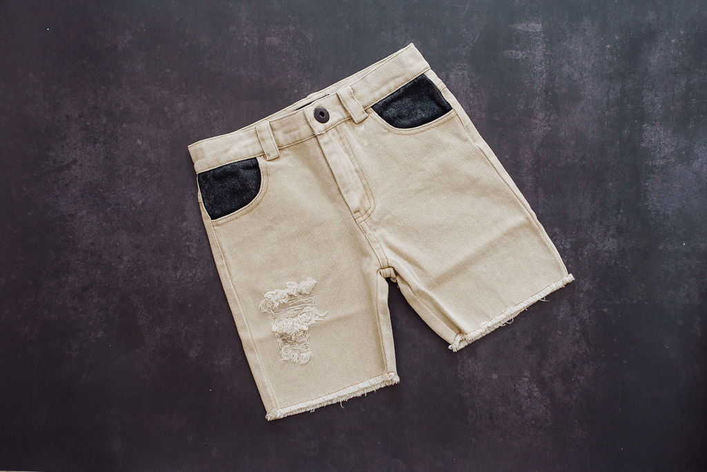 Contrast Shorts - Beige